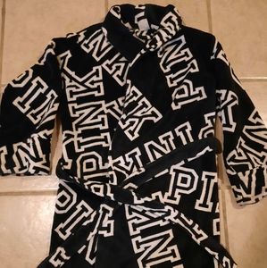 Black and white PINK fleece robe